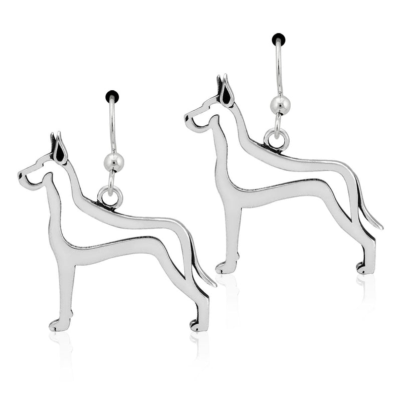 Sterling Silver Great Dane Earrings