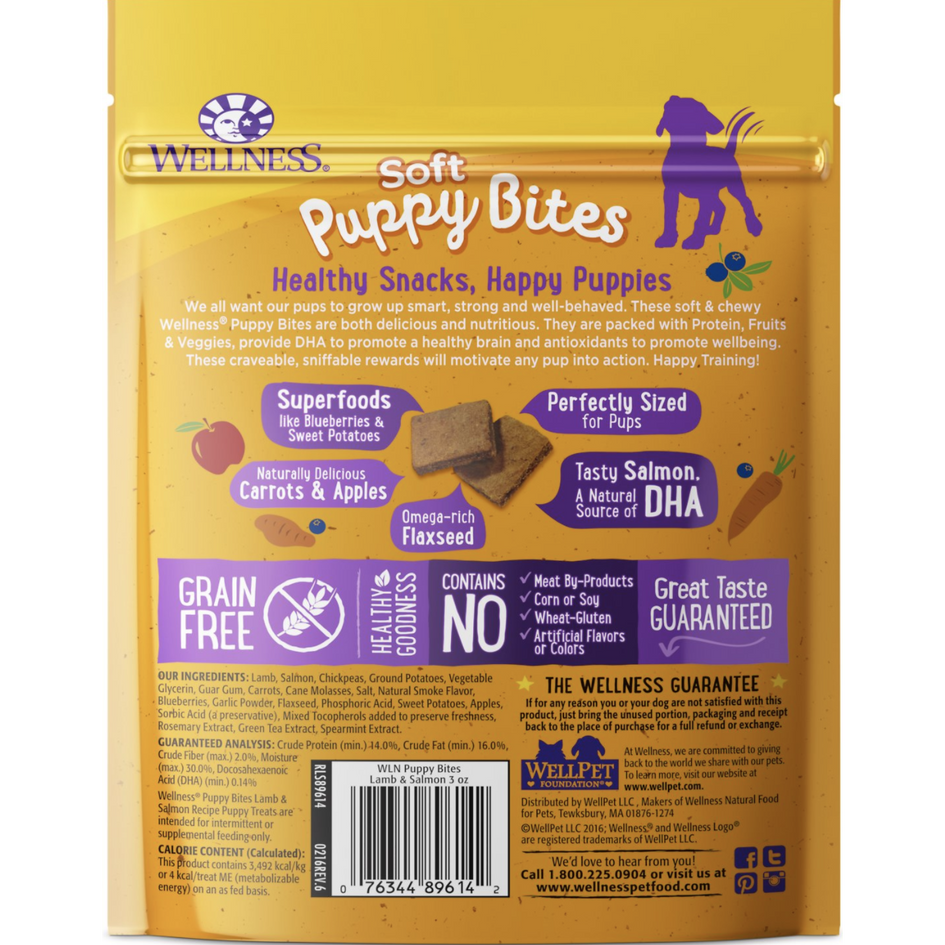 Wellness Soft Puppy Bites Grain-Free Lamb & Salmon Recipe Dog Treats, 3-oz
