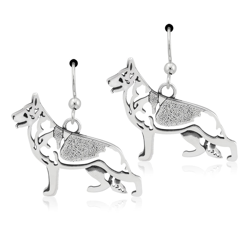 Sterling Silver German Shepherd Earrings