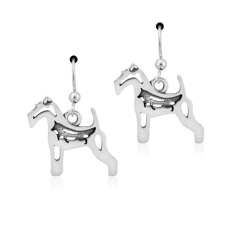 Sterling Silver Wire Fox Terrier Earrings