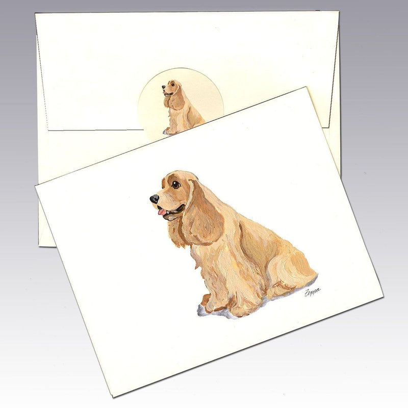 Cocker Spaniel, Buff, Note Cards