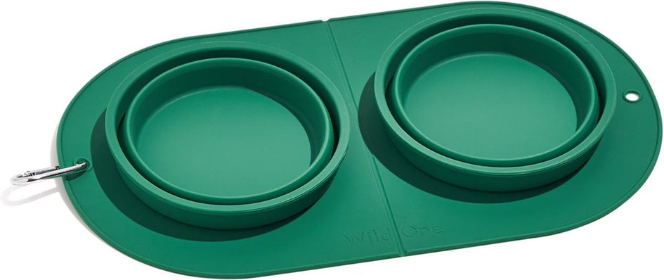 Wild One Collapsible Travel Silicone Duo Dog Bowl