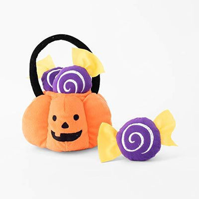 ZippyPaws Trick-or-Treat Basket Interactive Squeaky Hide and Seek Plush Dog Toy
