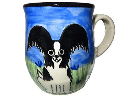 Papillon, Black and White, Hand-Painted Ceramic Mug