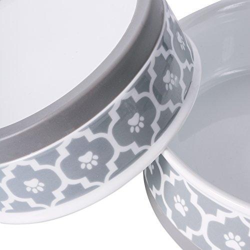 Lattice Ceramic Set of 2 Bowls with Non-Skid Silicone Rim