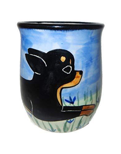 Chihuahua, BLACK and TAN, Hand-Painted Ceramic Mug