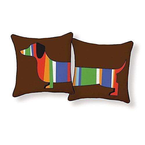 Dachshund, Colorful Stripes, Pillow