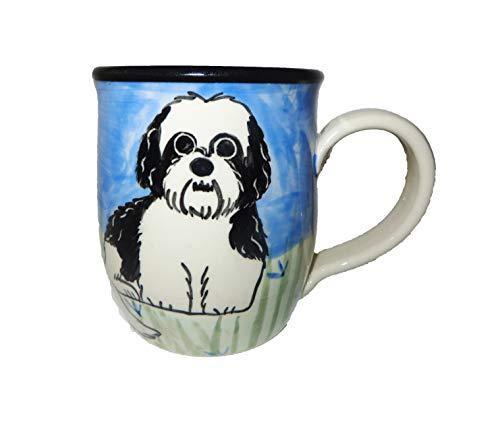 Shih Tzu, Black and White Puppy Cut, Hand-Painted Ceramic Mug