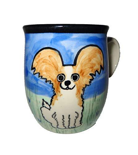 Papillon, Brown and White, Hand-Painted Ceramic Mug