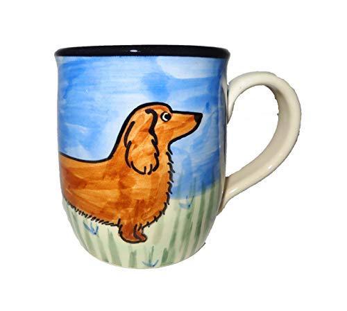 Dachshund, Longhaired Brown, Hand-Painted Ceramic Mug