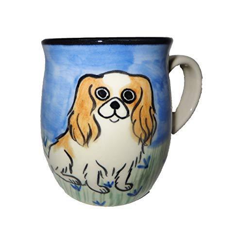 Japanese Chin, Brown and White, Hand-Painted Ceramic Mug