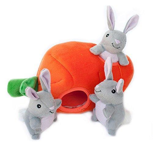 ZippyPaws Burrow Squeaky Hide and Seek Plush Dog Toy - Bunny 'n Carrot