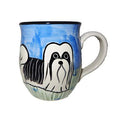 Shih Tzu, Black and White, Hand-Painted Ceramic Mug