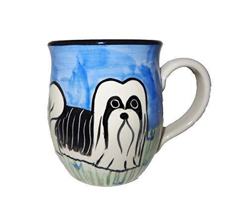 Shih Tzu, Black and White, Hand-Painted Ceramic Mug