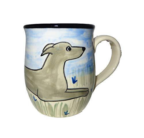Greyhound, Grey, Hand-Painted Ceramic Mug