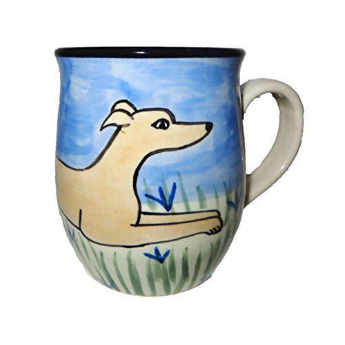 Greyhound, Tan, Hand-Painted Ceramic Mug