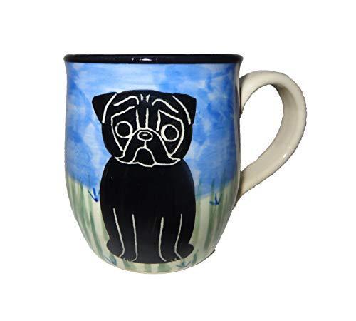 Pug, Black, Hand-Painted Ceramic Mug