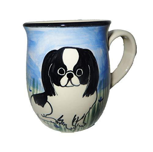 Japanese Chin, Black and White, Hand-Painted Ceramic Mug