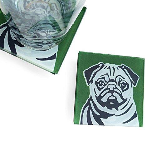 Pug Hand Crafted Glass Dog Coasters