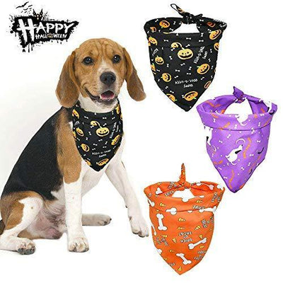 3 Pack of Dog Halloween Bandanas