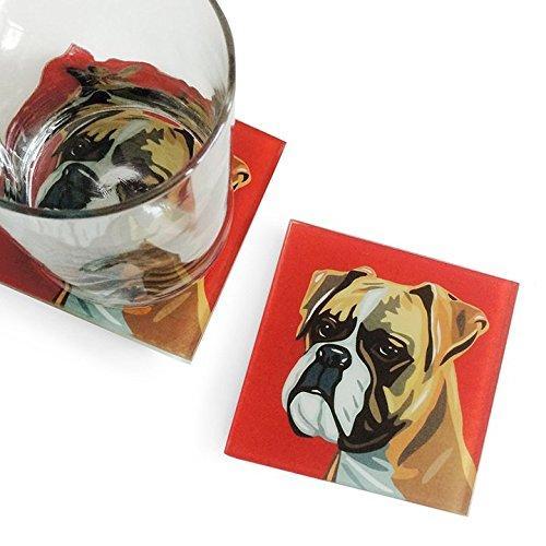 Boxer Hand Crafted Glass Dog Coasters