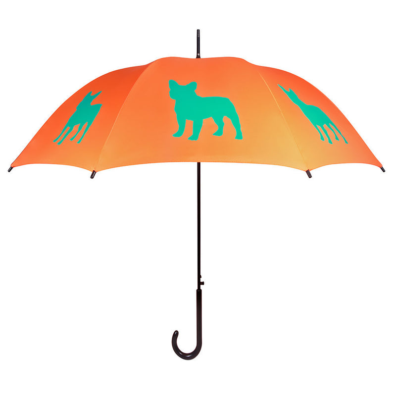 French Bulldog Umbrella Turquoise on Persimmon Orange