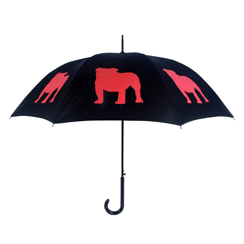 English Bulldog Umbrella Red on Black
