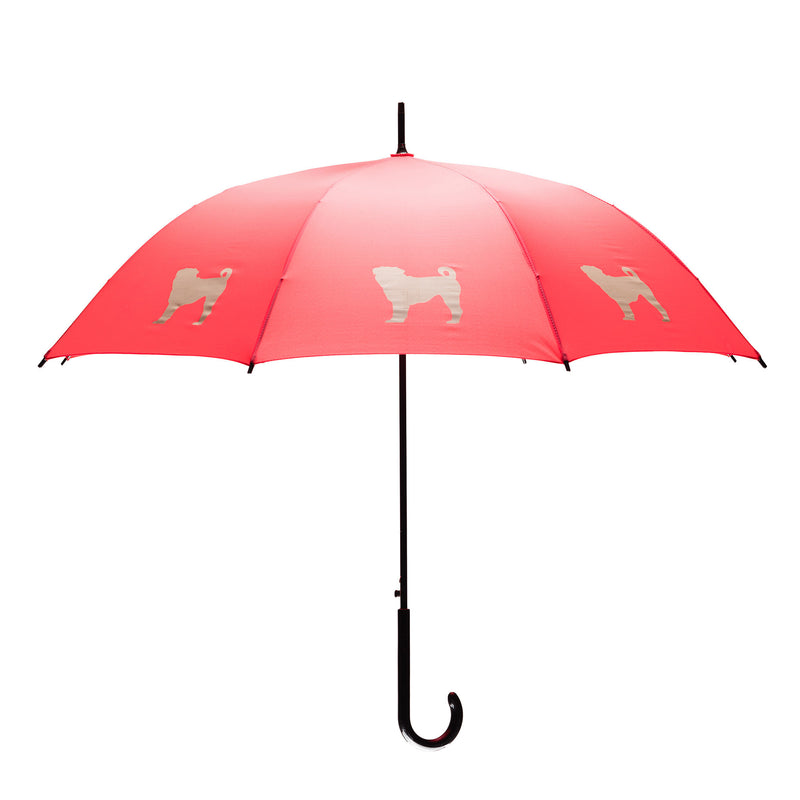 Pug Umbrella Fawn on Red
