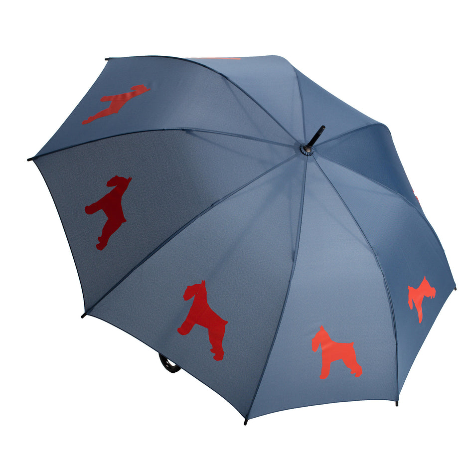 Standard Schnauzer Umbrella Red on Navy Blue