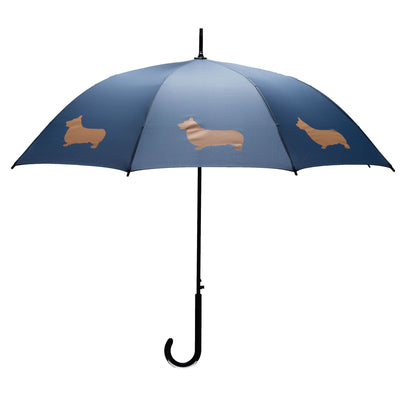 Pembroke Welsh Corgi Umbrella Tan on Navy Blue