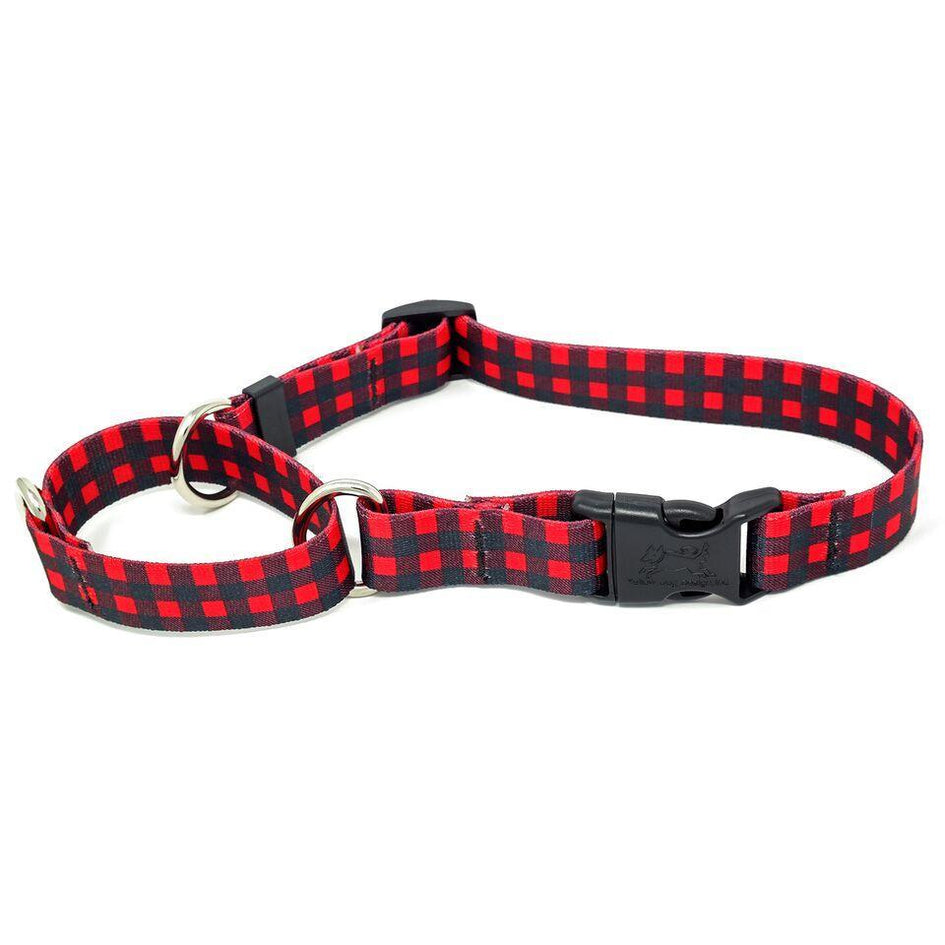 Buffalo Plaid Red Martingale Collar with Clip