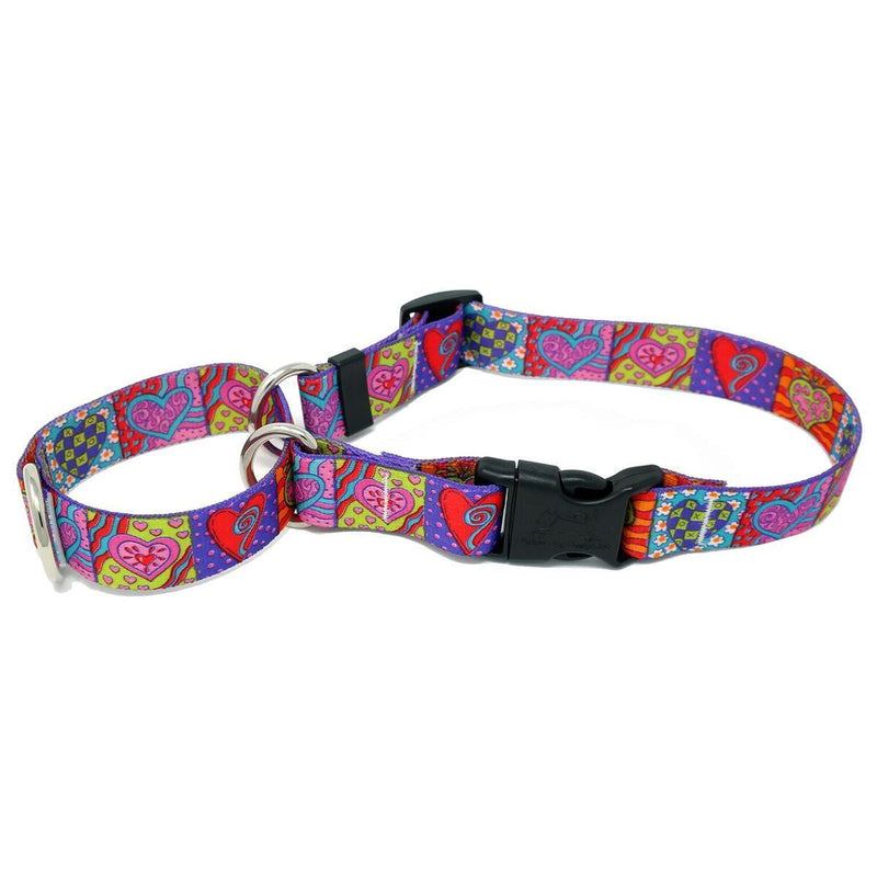 Crazy Hearts Martingale Collar with Clip