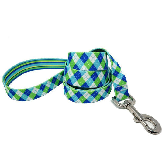 Blue & Green Argyle with Stripes  Lead