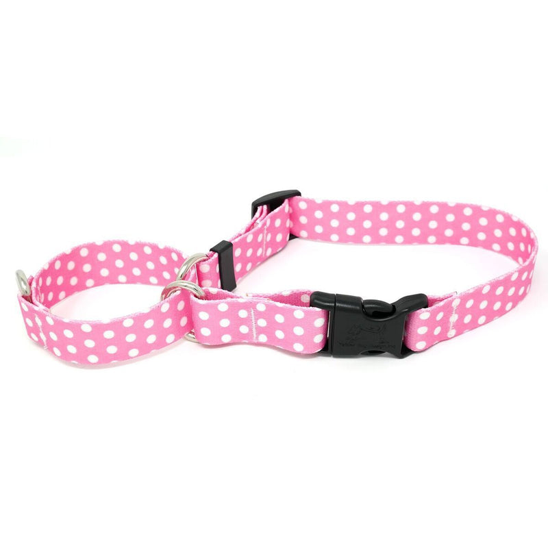 Pink Polka Dot Martingale Collar With Clip