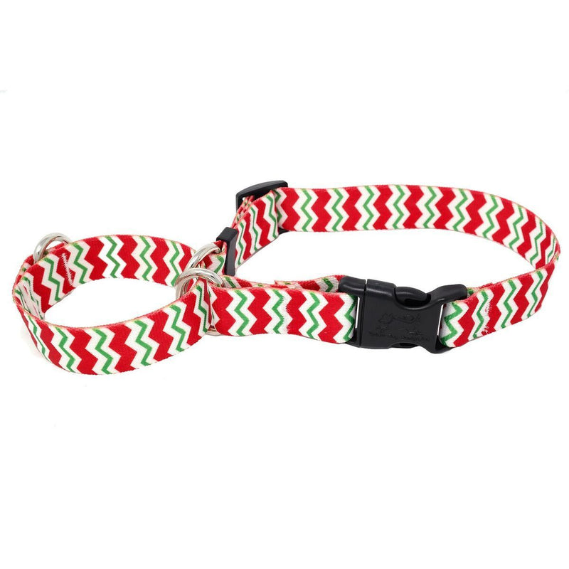 Peppermint Chevron Martingale Collar  with Clip