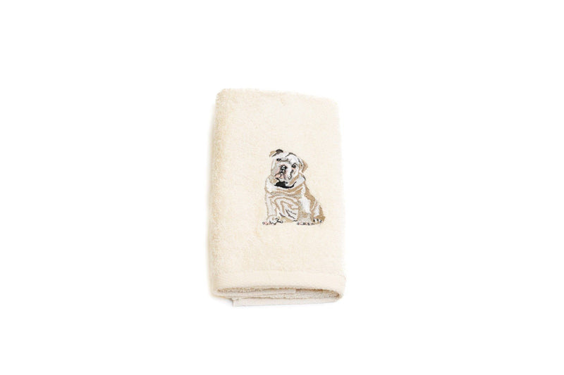 Embroidered Bulldog Hand Towel