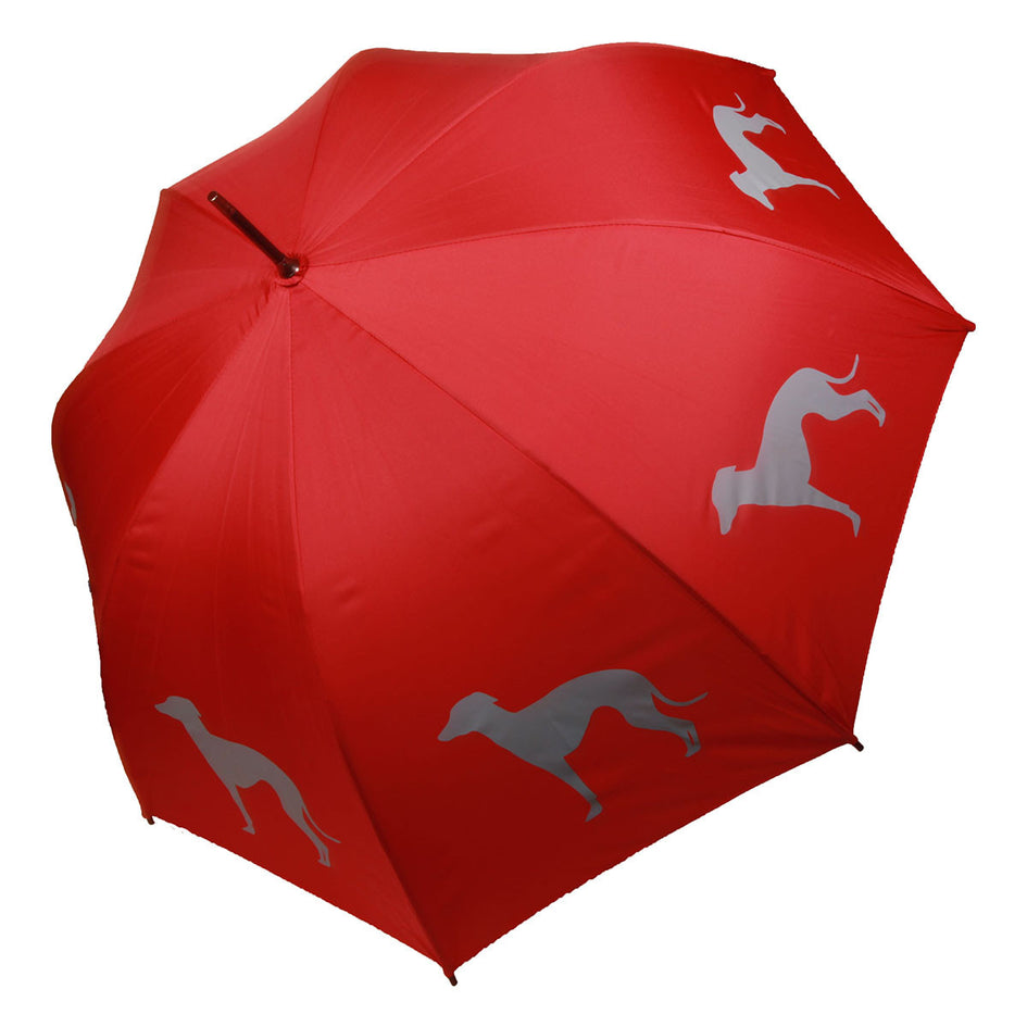 Greyhound Umbrella Grey on Red
