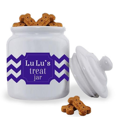 Personalized Dog Treat Jar - Cheerful Chevron