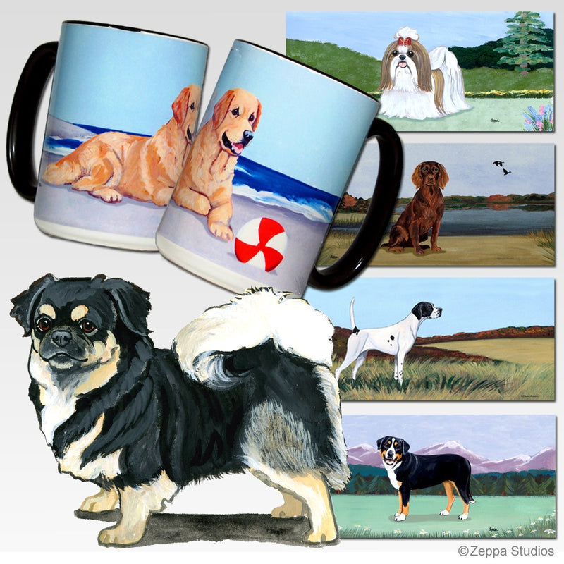 Tibetan Spaniel, Black and Tan Scenic Mug